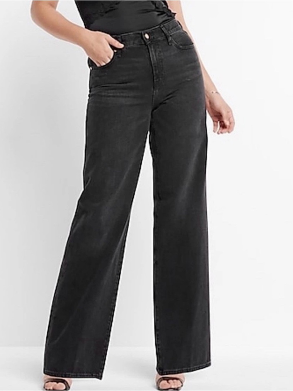 Express High-Rise Wide-Leg Jeans || Black || Size 2 || NWT